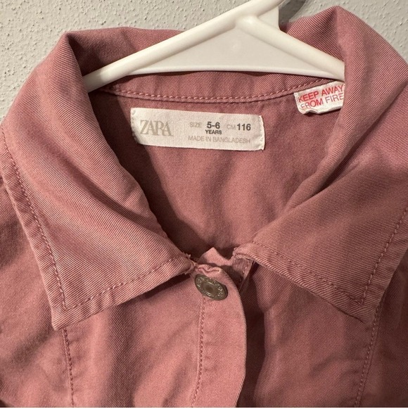 Zara Kids Girls Dusty Rose Pink Lyocell Long Sleeve Button Front Dress Size 5-6 - Picture 3 of 5